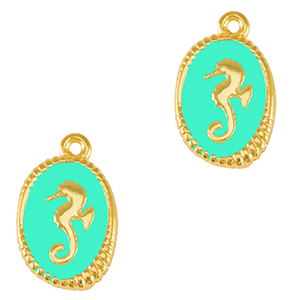 Anh&auml;nger Metall DQ Seahorse Gold-veraman blue (nikkelvrij)