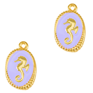 Anh&auml;nger Metall DQ Seahorse Gold-lavender purple (nikkelvrij)
