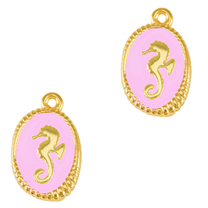 Anh&auml;nger Metall DQ Seahorse Gold-lilac rose (nikkelvrij)
