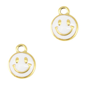 Anh&auml;nger aus Stainless Steel - Rostfreiem Stahl Smiley Enamel Gold-white