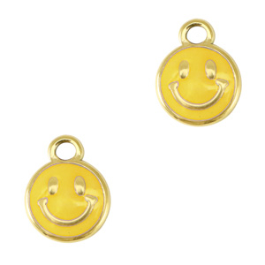 Anh&auml;nger aus Stainless Steel - Rostfreiem Stahl Smiley Enamel Gold-yellow