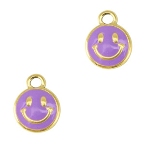 Anh&auml;nger aus Stainless Steel - Rostfreiem Stahl Smiley Enamel Gold-purple