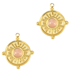 Anh&auml;nger aus Stainless Steel - Rostfreiem Stahl with natural Stone Gold-pink