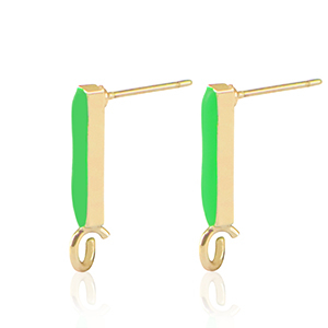 Zubeh&ouml;r Metall DQ Ohrstecker Bar Gold-neon green (Nickelfrei)