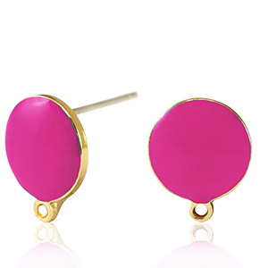 Zubeh&ouml;r Metall DQ Ohrstecker Gold-neon fuchsia pink (Nickelfrei)