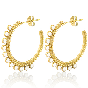 Stainless Steel - Rostfrei Stahl Ohrringe Creolen 30mm Gold-white