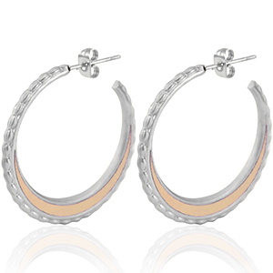 Stainless Steel - Rostfrei Stahl Ohrringe Creolen 30mm Silver-vintage pink