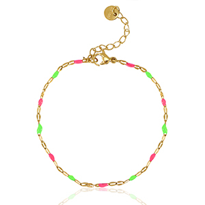 Stainless Steel - Rostfrei Stahl Armb&auml;nder Neon pink-green-gold