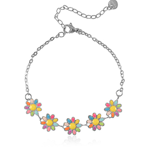 Stainless Steel - Rostfrei Stahl Armb&auml;nder Flowers Pastel multicolour-silver
