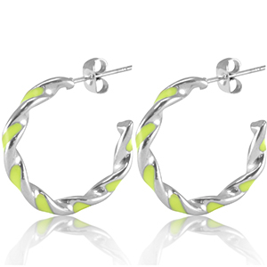 Stainless Steel - Rostfrei Stahl Ohrringe Neon lime green-silver