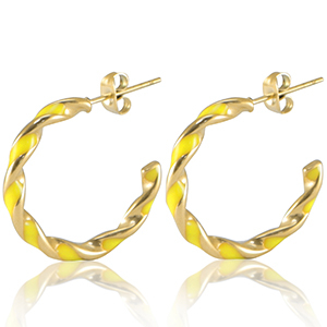 Stainless Steel - Rostfrei Stahl Ohrringe Neon yellow-gold