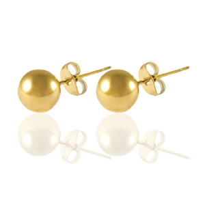 Stainless Steel - Rostfrei Stahl Ohrringe / Ohrstecker 6mm Gold