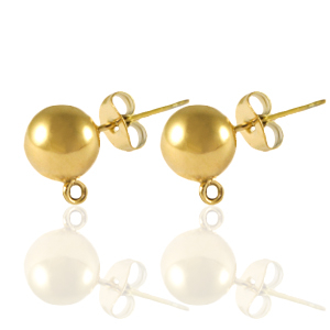 Stainless Steel - Rostfrei Stahl Ohrringe / Ohrstecker mit &Ouml;se 8mm Gold