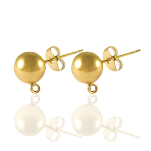 Stainless Steel - Rostfrei Stahl Ohrringe / Ohrstecker mit &Ouml;se 6mm Gold