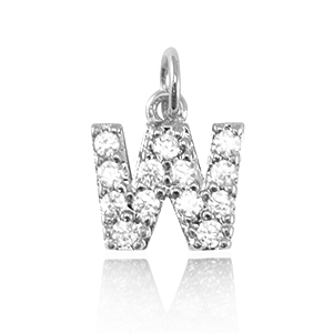 TQ Metall Brass Anh&auml;nger initial W Silver