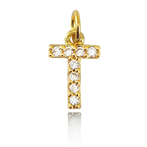 TQ Metall Brass Anh&auml;nger initial T Gold