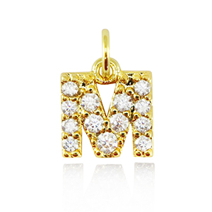 TQ Metall Brass Anh&auml;nger initial M Gold