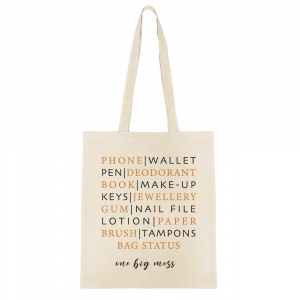 Leinentasche "Bag status one big mess" Ecru beige