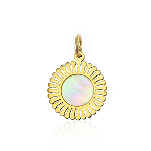 Anh&auml;nger aus Stainless Steel - Rostfreiem Stahl Muschel Salzwasserperlmutt 12mm Gold-white (Naturliche Farbe Muschel)