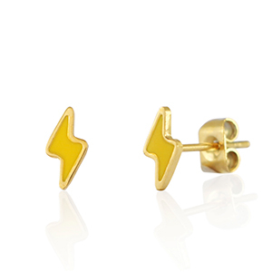 Stainless Steel - Rostfrei Stahl Ohrringe / Ohrstecker Thunder Gold-yellow
