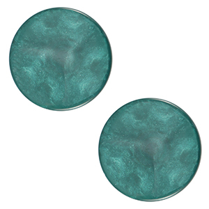 12 mm flach Polaris Elements Cabochon Jais Petrol green