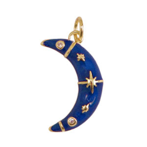 TQ Metall Brass Anh&auml;nger Moon Enamel Gold-blue