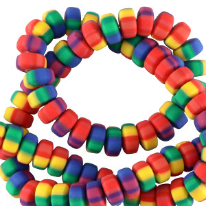 Rondell Perlen Polymer 7mm Multicolour rainbow