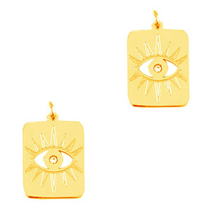 Anh&auml;nger aus Stainless Steel - Rostfreiem Stahl Eye of providence Rectangle Gold