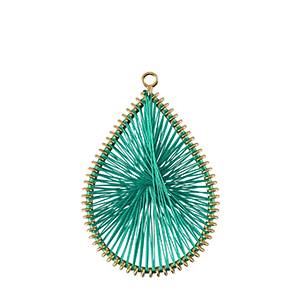 Geh&auml;kelten Anh&auml;nger mit Makramee Band Tropfen Gold-cabana green