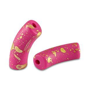 Perlen aus Acryl Tube matt Fuchsia pink-gold