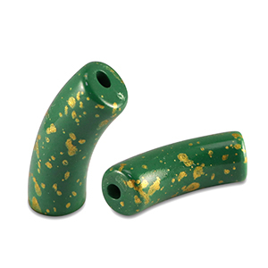 Perlen aus Acryl Tube shiny Dark green-gold
