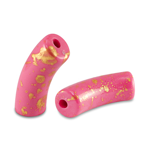 Perlen aus Acryl Tube shiny Pink-gold