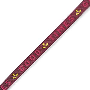 Schmucktextband "good times" Purple-pink