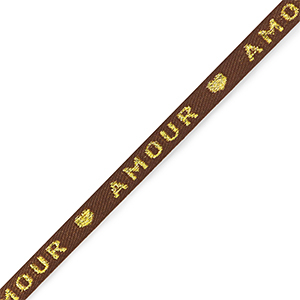 Schmucktextband "amour" Brown-gold