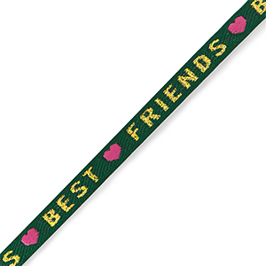 Schmucktextband "best friends" Green-gold-pink