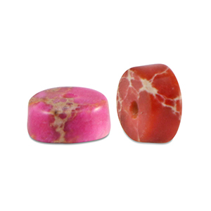Disc Natursteinperlen 4x2mm Hot pink