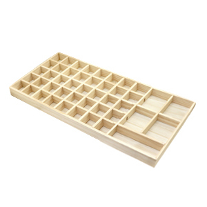 Schmuck Display 45-F&auml;cher f&uuml;r verschiedener Schmuck und Schmuck Karten Natural (nat&uuml;rliche Farbe Holz)