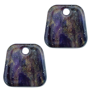 Anh&auml;nger aus Resin Trapezium Glitzer Multicolor galaxy