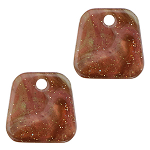 Anh&auml;nger aus Resin Trapezium Glitzer Multicolor brown
