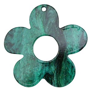 Anh&auml;nger aus Resin Blume Glitzer Multicolor green