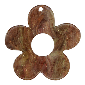 Anh&auml;nger aus Resin Blume Glitzer Multicolor brown