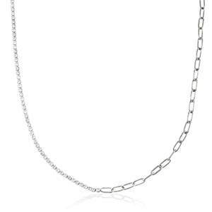 Stainless Steel - Rostfrei Stahl Kette Silber-crystal