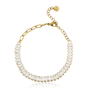 Stainless Steel - Rostfrei Stahl Armb&auml;nder Gold-crystal