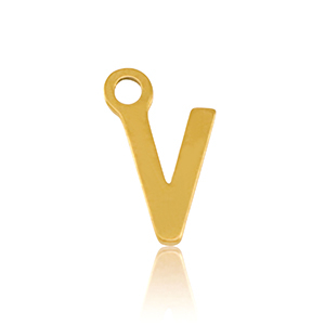 Anh&auml;nger aus Stainless Steel - Rostfreiem Stahl Initial V Gold