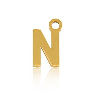 Anh&auml;nger aus Stainless Steel - Rostfreiem Stahl Initial N Gold