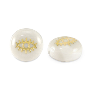 Glas Perlen Rondell shell look eye White-gold