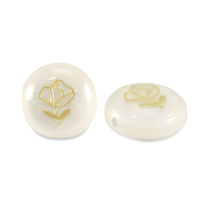 Glas Perlen Rondell shell look rose White-gold