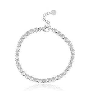 Stainless Steel - Rostfrei Stahl Armb&auml;nder Silber-crystal