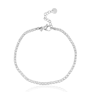 Stainless Steel - Rostfrei Stahl Armb&auml;nder Silber-crystal