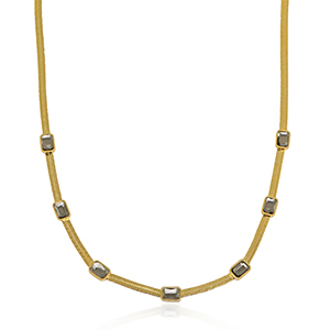 Stainless Steel - Rostfrei Stahl Snake Kette Crystal Gold-black